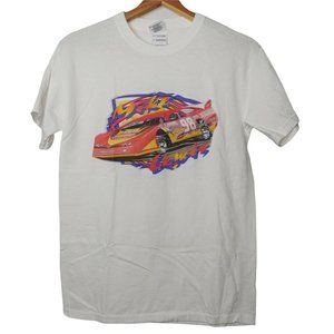 Mike Lewis Racing Mens Small T Shirt White Motorsport Auto Race Car #98 Retro